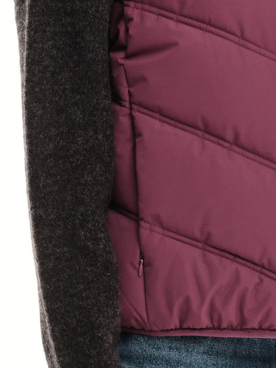 Kurz Damen Ärmellos Puffer Jacke Lila