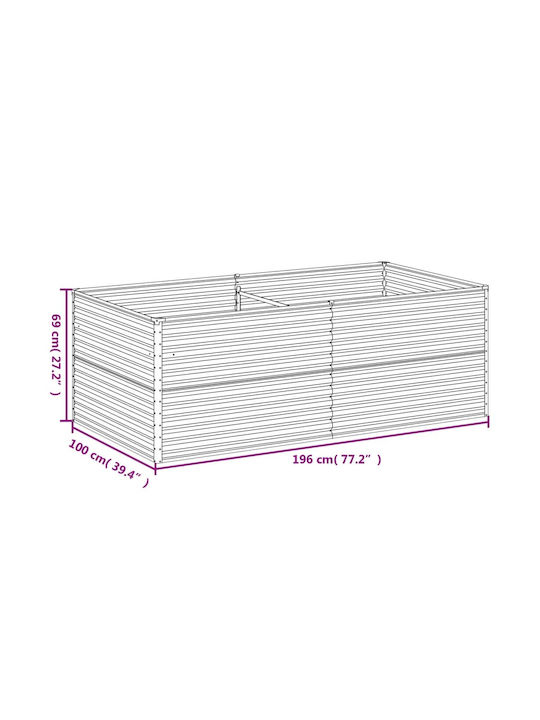 vidaXL Кутия за саксии Метал Кафяв 196x100x69см.