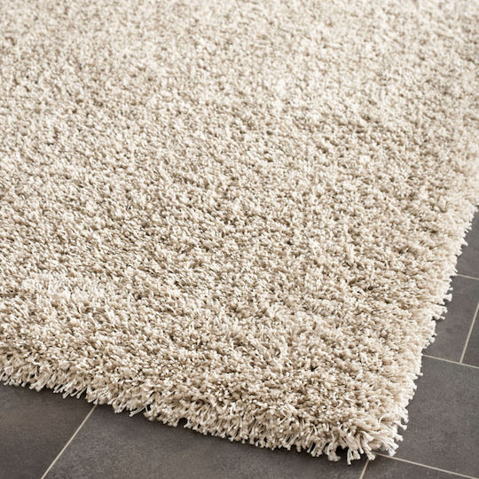 Saray Home Teppich Rechteckig Zottelig Synthetisch,Polyester/Cotton/Leather Beige