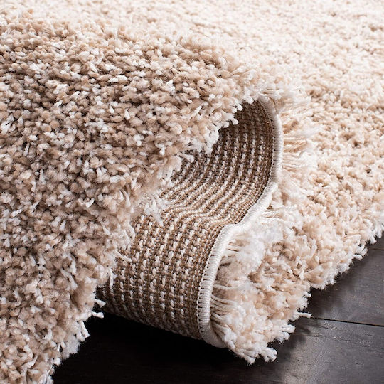 Saray Home Teppich Rechteckig Zottelig Synthetisch,Polyester/Cotton/Leather Beige