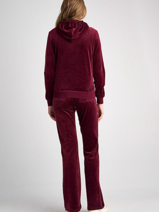 Sweatpants Flared Velvet Red