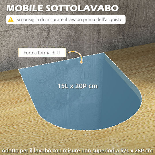 Kleankin Πάγκος χωρίς Νιπτήρα Μ60xΒ30xΥ60cm Γκρι