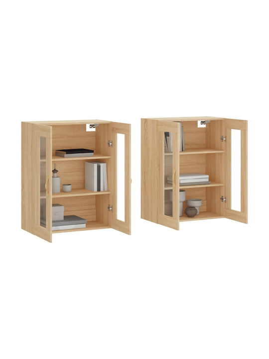 Wand Wohnzimmer Vitrine aus Spanplatte mit Glas Coffee 69.5x34x90cm