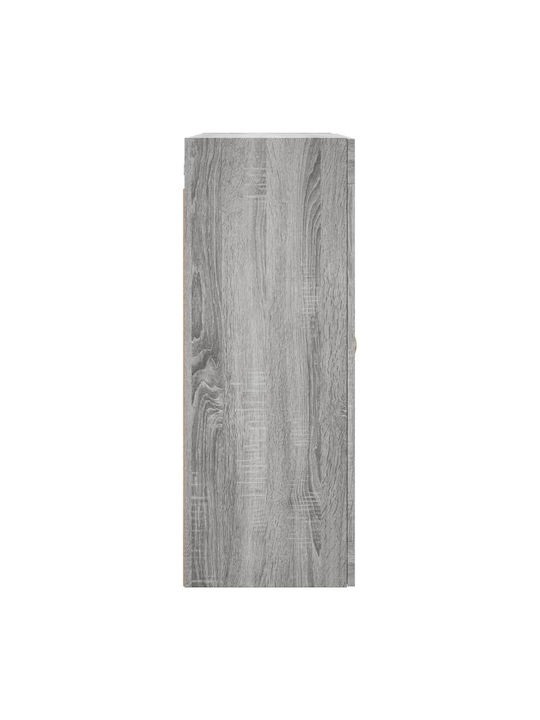 Wand Wohnzimmer Vitrine aus Spanplatte mit Glas Grey Sonoma 69.5x34x90cm