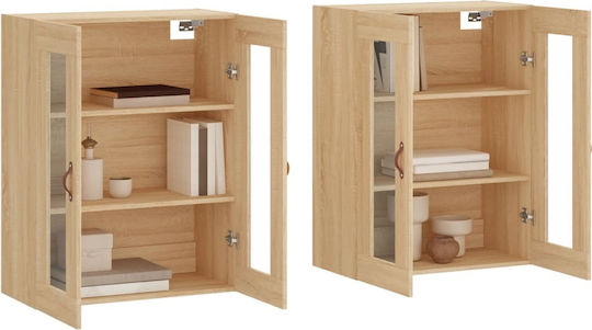 Wall Living Room Display Cabinet made of Particleboard with Glass Coffee 69.5x34x90cm