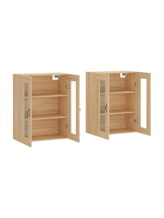 Wall Living Room Display Cabinet made of Particleboard with Glass Coffee 69.5x34x90cm