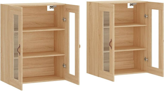 Wall Living Room Display Cabinet made of Particleboard with Glass Coffee 69.5x34x90cm