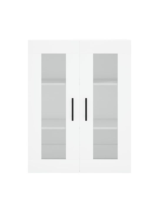 Living Room Display Cabinet from Particle Board with Windowed White 69.5x34x180cm
