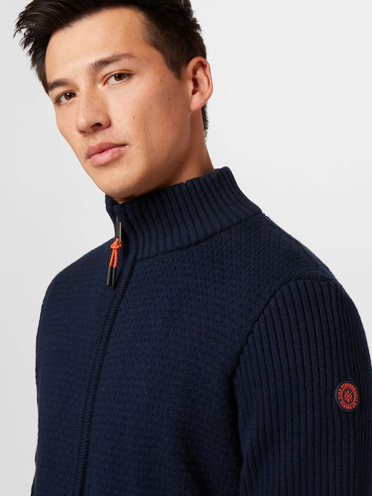 Fq1924 Men's Cardigan with Zipper Navy Blue