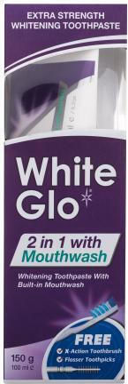 White Glo Extra Strength Whitening Toothbrush Οδοντόκρεμα για Λεύκανση 150gr