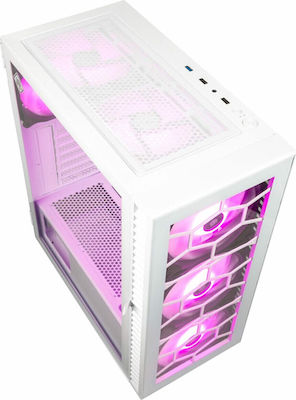 Kolink Observatory HF GLASS White ARGB Gaming Midi Tower Computer Case with Window Panel White