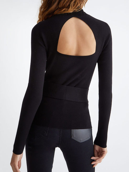 Liu Jo Damen Langarm Pullover Rollkragen Schwarz