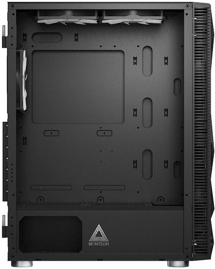 Montech X3 Mesh Геймърско бюро Midi Tower Компютърна кутия със страничен прозорец и RGB осветление Черен