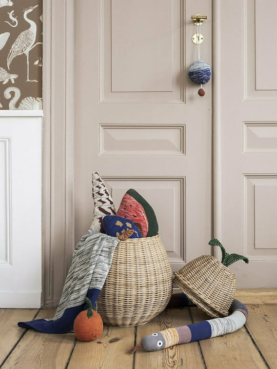 Ferm Living Καλάθι Αποθήκευσης Rattan με Καπάκι Μπεζ 19x19x30cm