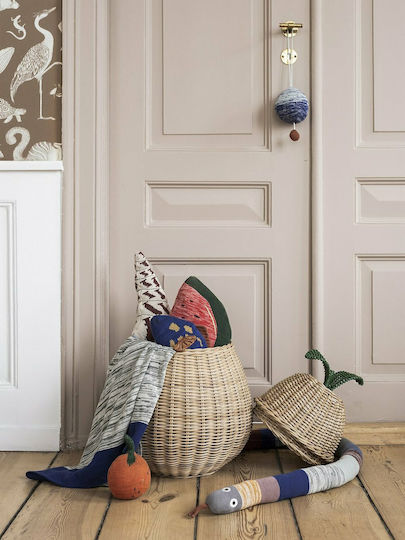 Ferm Living Καλάθι Αποθήκευσης Rattan με Καπάκι Μπεζ 19x19x30cm