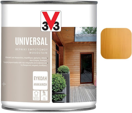 V33 Universal Βερνίκι Εμποτισμού Νερού Δρυς Μεσαία Σατινέ 750ml