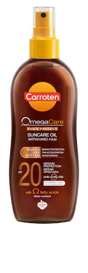 Carroten Omega Care Tan & Protect Oil Αδιάβροχο Αντηλιακό Λάδι Σώματος SPF20 σε Spray 125ml