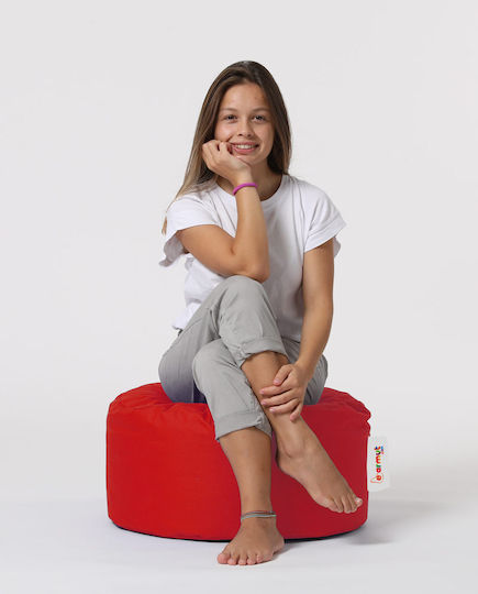Waterproof Bean Bag Stool Poof Round Red 55x55x30cm
