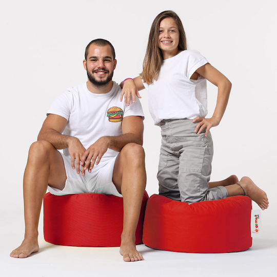 Waterproof Bean Bag Stool Poof Round Red 55x55x30cm