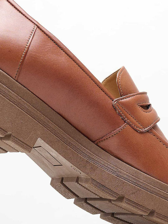 Leather Women's Moccasins in Tabac Brown Color
