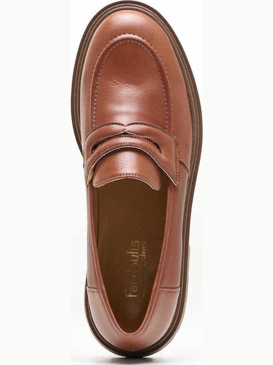 Leather Women's Moccasins in Tabac Brown Color
