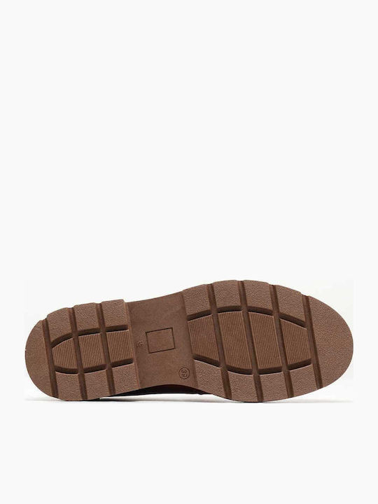 Leather Women's Moccasins in Tabac Brown Color