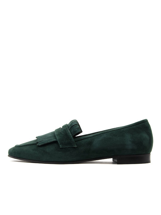 Fardoulis Leather Women's Moccasins in Green Color