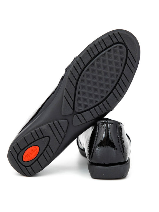 Leder Damen Mokassins in Schwarz Farbe