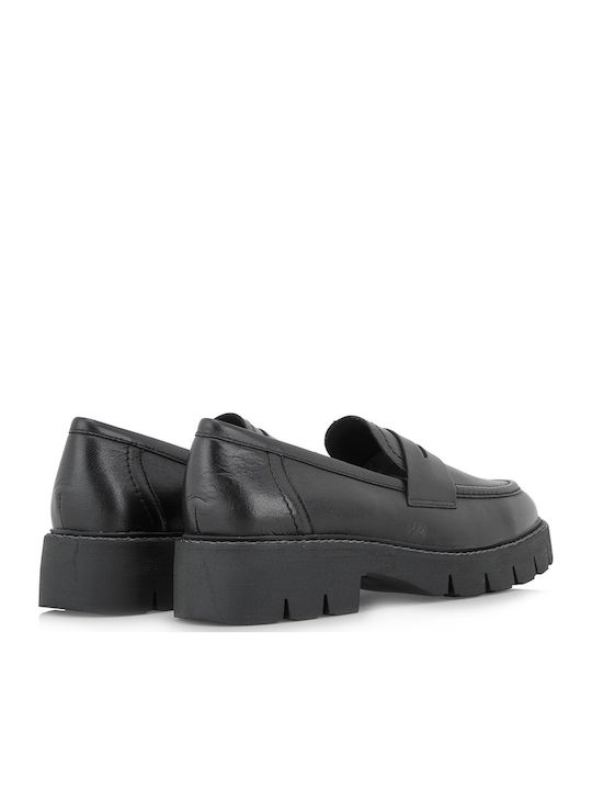 Δερμάτινα Γυναικεία Loafers σε Μαύρο Χρώμα