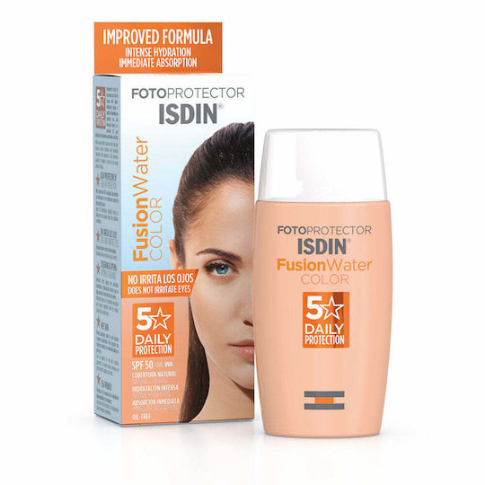 Isdin Fotoprotector Fusion Water Αντηλιακή Κρέμα Προσώπου SPF50 με Χρώμα Medium 50ml
