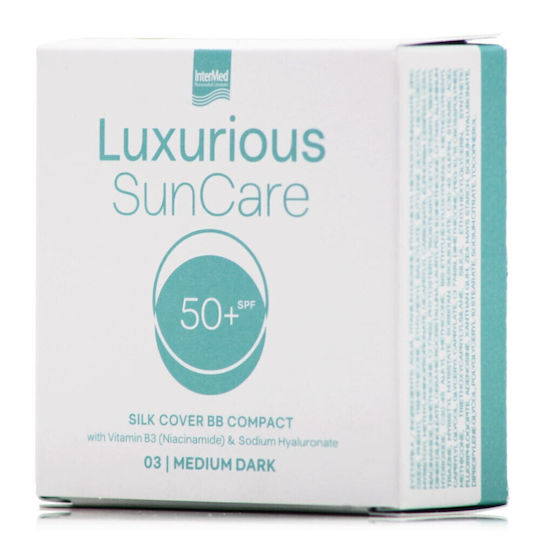 InterMed Luxurious Silk Cover BB Compact Pudră Antisolară Pentru Față SPF50 cu Pigment 03 Medium Dark 12gr