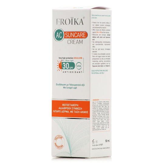 Froika AC Cream Oil Free Pump Слънцезащитен Крем За Лице SPF30 50ml
