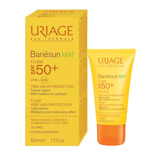 Uriage Bariesun Mat Fluid Αδιάβροχη Αντηλιακή Λοσιόν Προσώπου SPF50 50ml