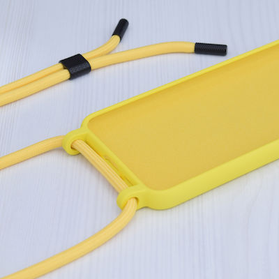 Techsuit Lanyard Silicone Back Cover with Strap Yellow (iPhone 15)