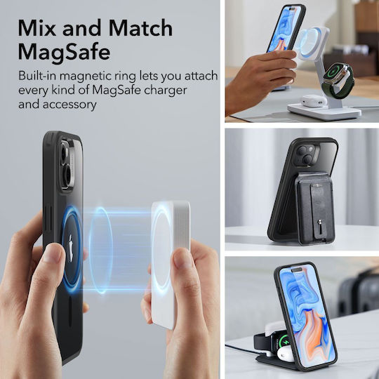 ESR Classic Hybrid Halolock Umschlag Rückseite Silikon / Kunststoff 0.5mm Transparent (iPhone 15 Plus / 16 Plus)