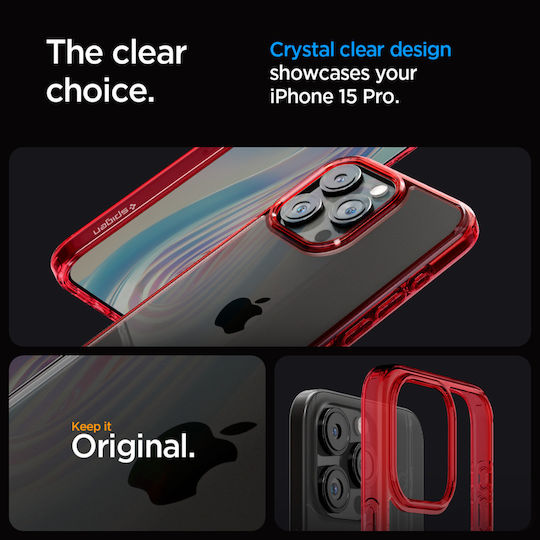 Spigen Ultra Hybrid Задна корица Пластмаса 2мм Наситено червено (iPhone 15 Pro)