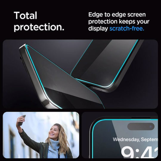 Spigen Ez Fit Glas.tr Privacy Full Face Tempered Glass 2τμχ (iPhone 15 / 16)