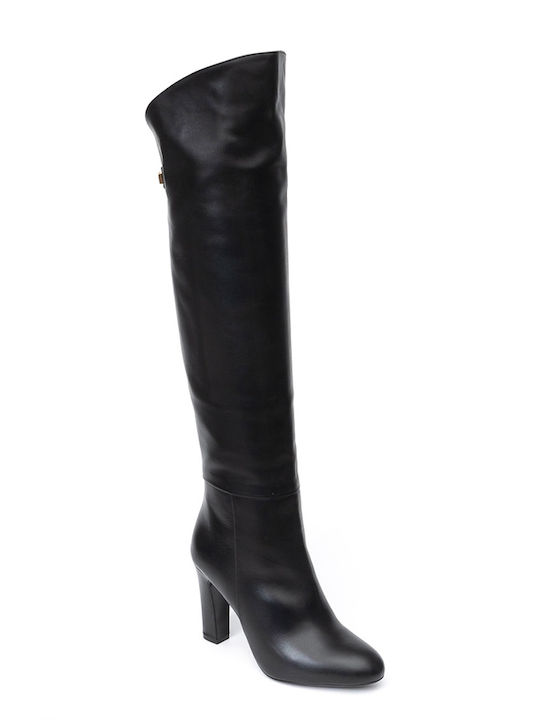 Perlapura Leather Over the Knee Women's Boots Black