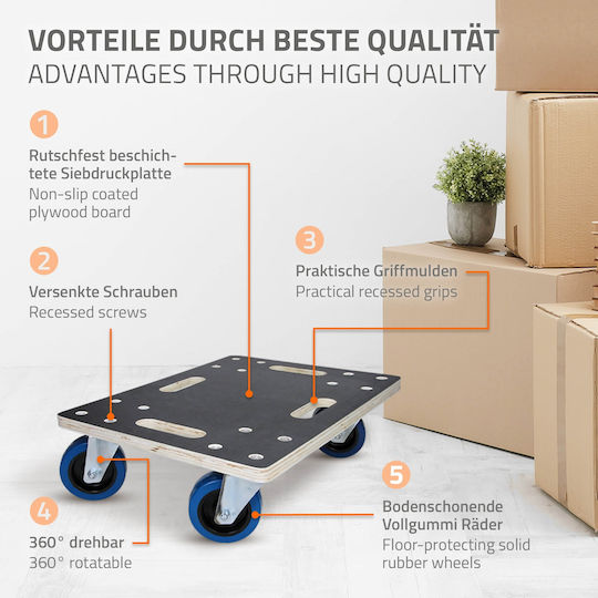 ECD Germany Mobile Basis for Load Weight up to 800kg in Gray Color
