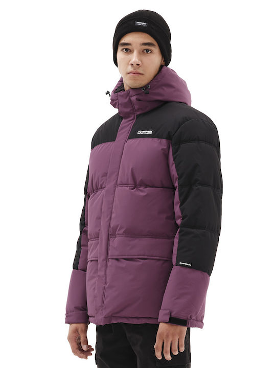 Winter Jacket Puffer Waterproof and Windproof Mauve/Black