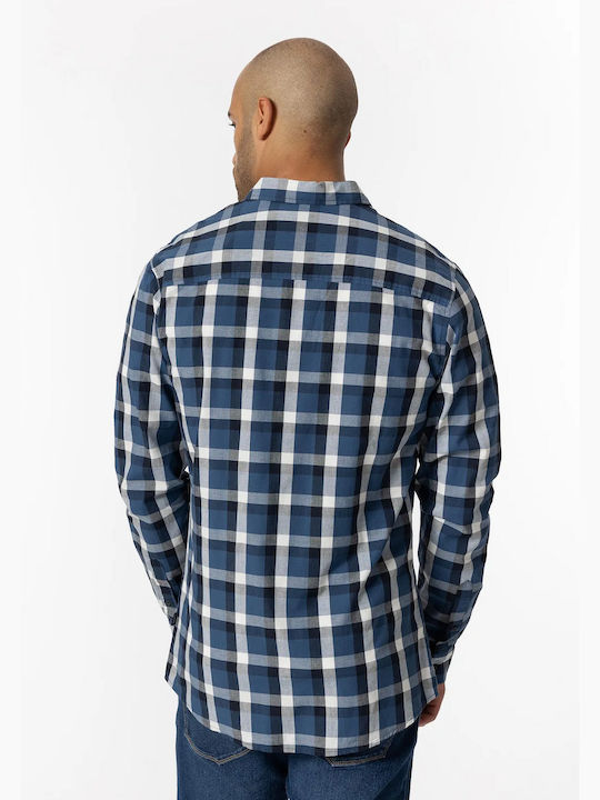 Tiffosi Men's Shirt Long Sleeve Checked Blue