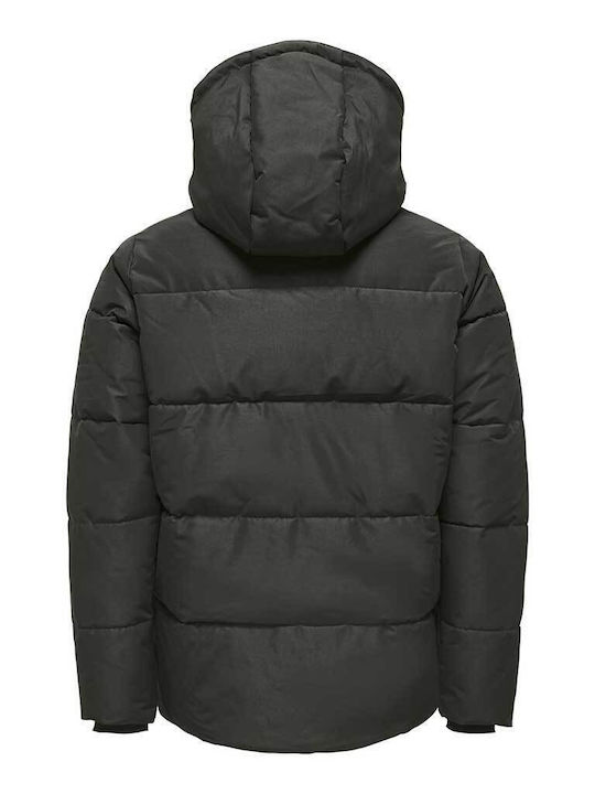 Only & Sons Men's Winter Puffer Jacket Gray