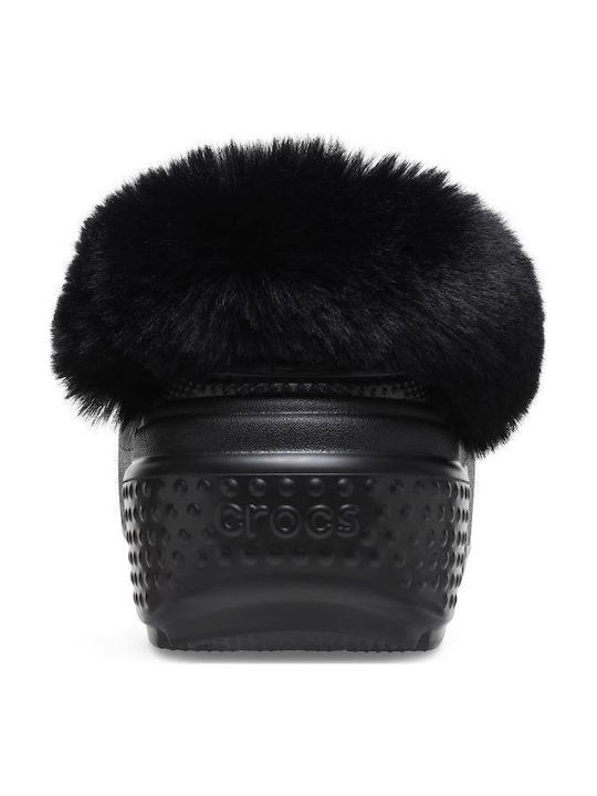 Crocs Stomp Lined Femei Sabot cu blană Negre