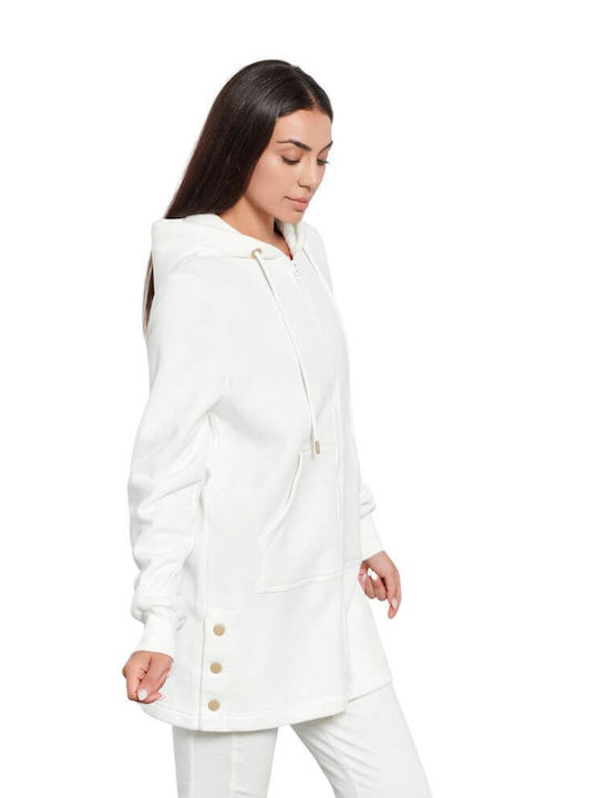 BodyTalk Women's Long Hooded Cardigan White