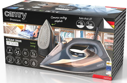 Adler Σίδερο Ατμού 3400W με Συνεχόμενη Παροχή 95gr/min