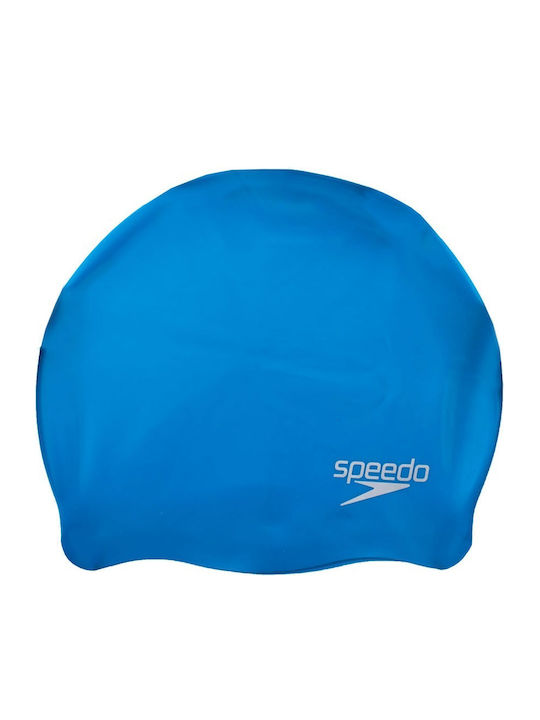 Speedo Plain Moulded Silicone Adults Swimming Cap Blue
