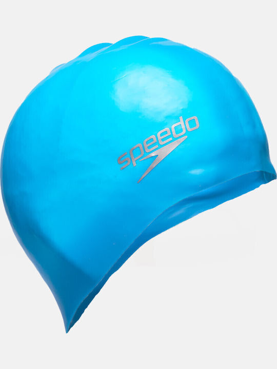 Speedo Plain Moulded Silicone Adults Swimming Cap Blue