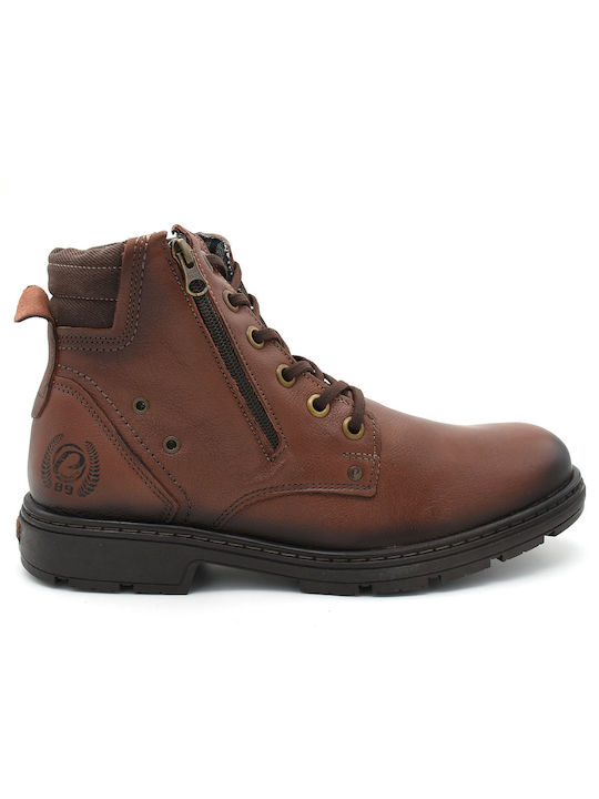 Pegada Men's Leather Boots with Zipper Brown
