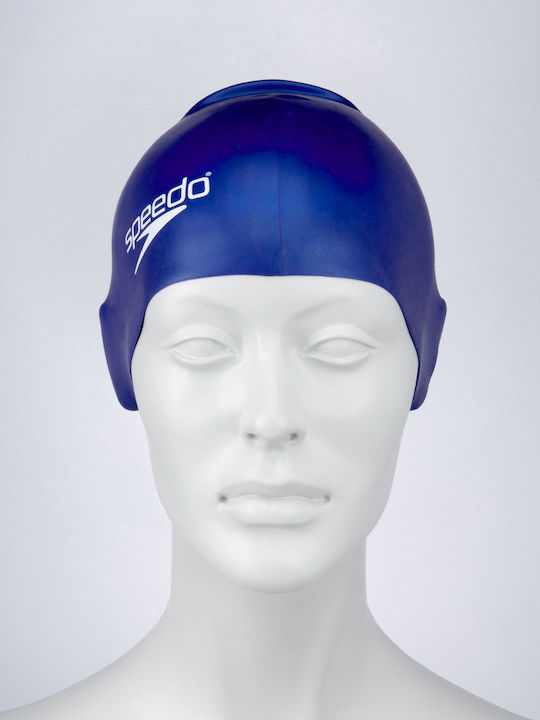 Speedo Plain Moulded Silicone Kids Swimming Cap Blue
