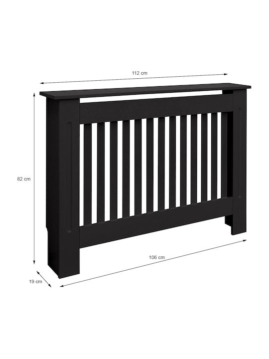 ECD Germany Country Style Κάλυμμα Καλοριφέρ από MDF Μαύρο 112x19x82cm